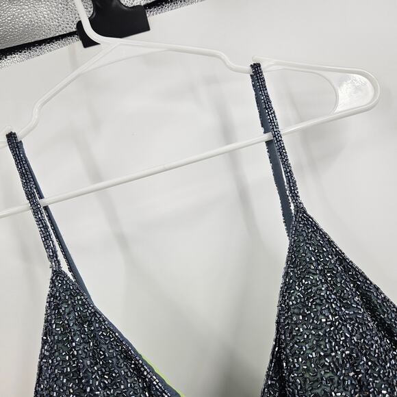 Cache Dress Blue Green y2k Beaded Sequin Embellished Maxi Prom Whims Goth Size M - Picture 6 of 12